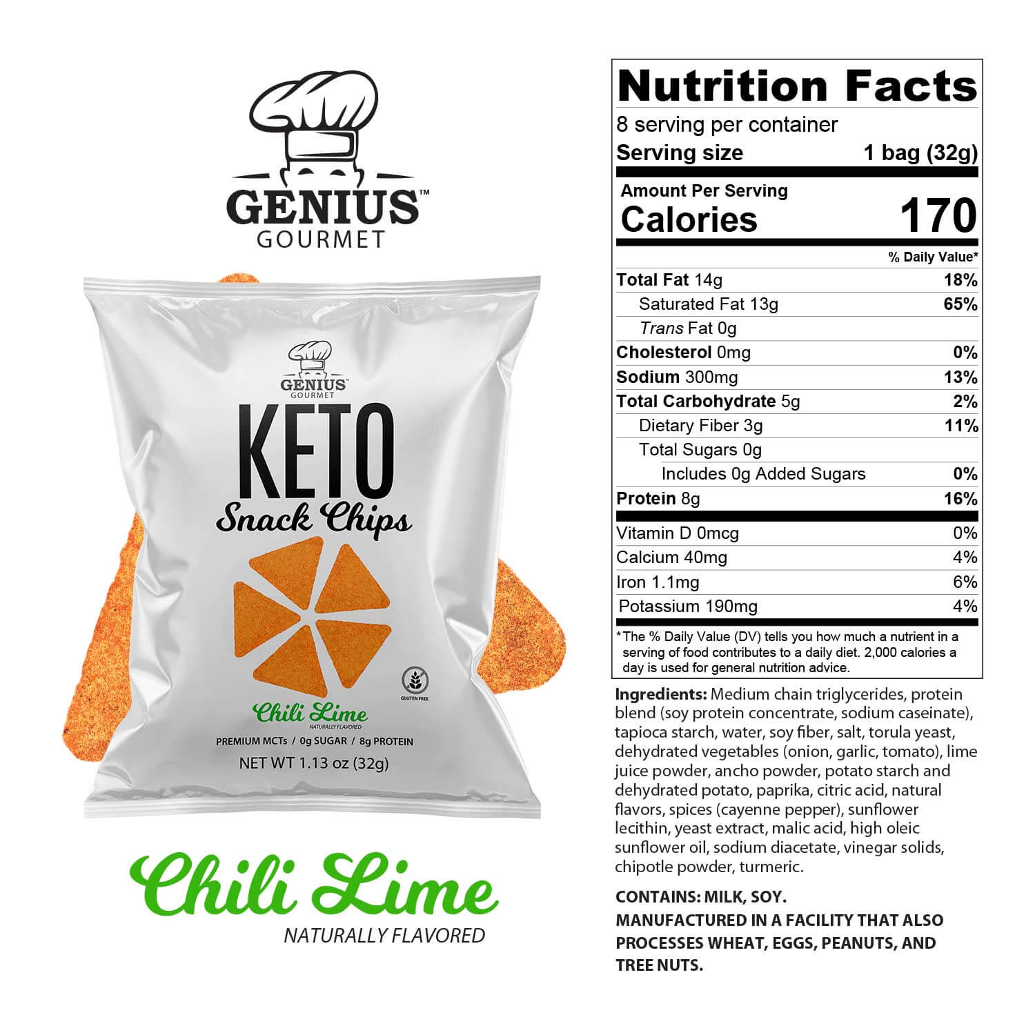 Genius Gourmet Chili Lime Chips Single